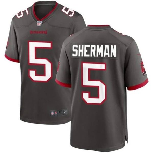 Men Tampa Bay Buccaneers #5 Richard Sherman Nike Pewter Alternate Game NFL Jersey->tampa bay buccaneers->NFL Jersey